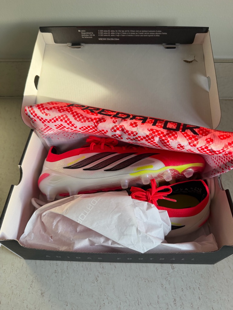 Adidas Predator Soccer Cleats In White, Pink & Neon Yellow